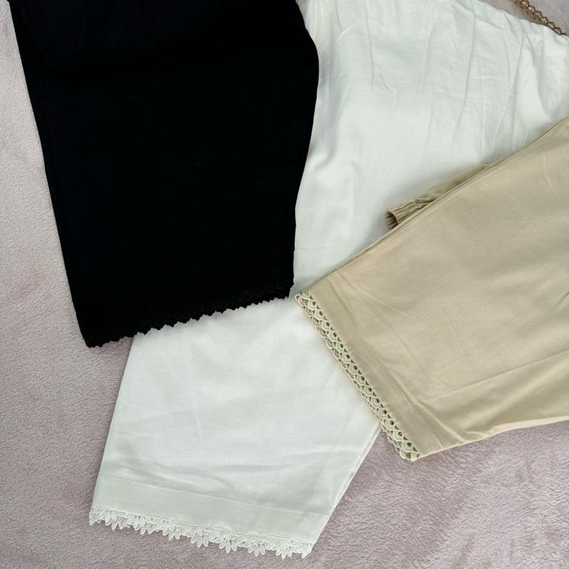 Khaddar Women's Shalwar Winter Bottoms - Black Skin Off White Colours 2