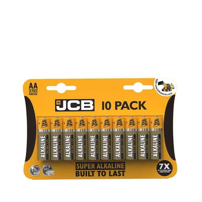 JCB Super Alkaline AA Batteries - Pack of 10 Electronic Phone