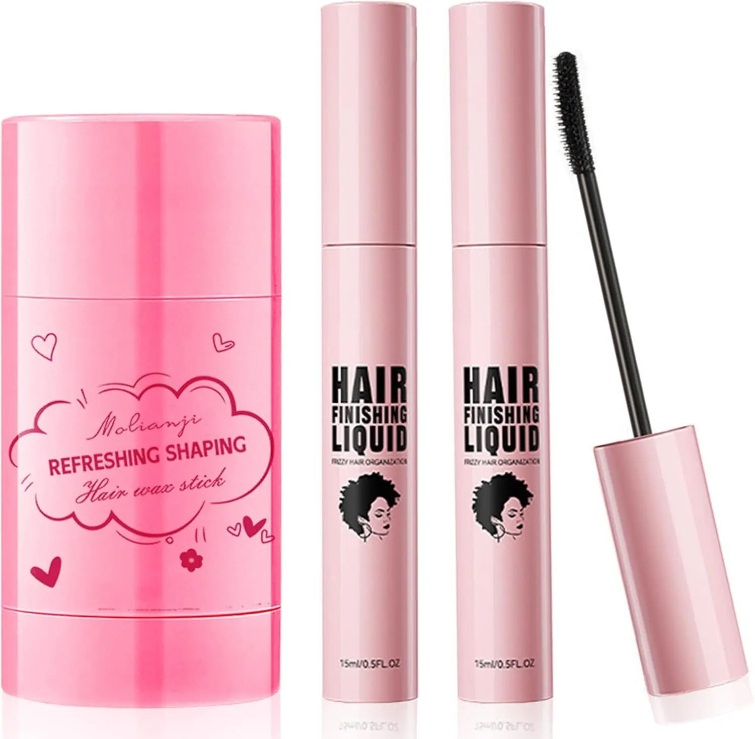 Hair Finishing Stick 2 PCS & Hair wax stick 1 PCS, Hair Finishing Stick Works in 3 Seconds, Hair Wax Stick for Long-Lasting Fixed Hair Styling, Wax Stick for Hair Non-greasy