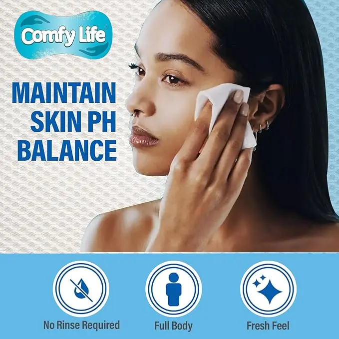Comfy Life Premium Full Body Cleansing Wet Wipes For Adults - Large Luxury Fresh-feel Rinse-free Fragrance-free Bed Bath Intimate-care Soft Sheets (1 Pack (80 Wipes) 2