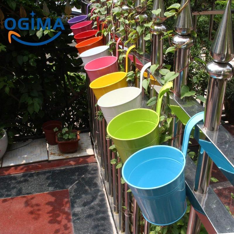 10 x Metal Iron Flower Pot Vase Hanging Balcony Garden Planter Home Decor 3