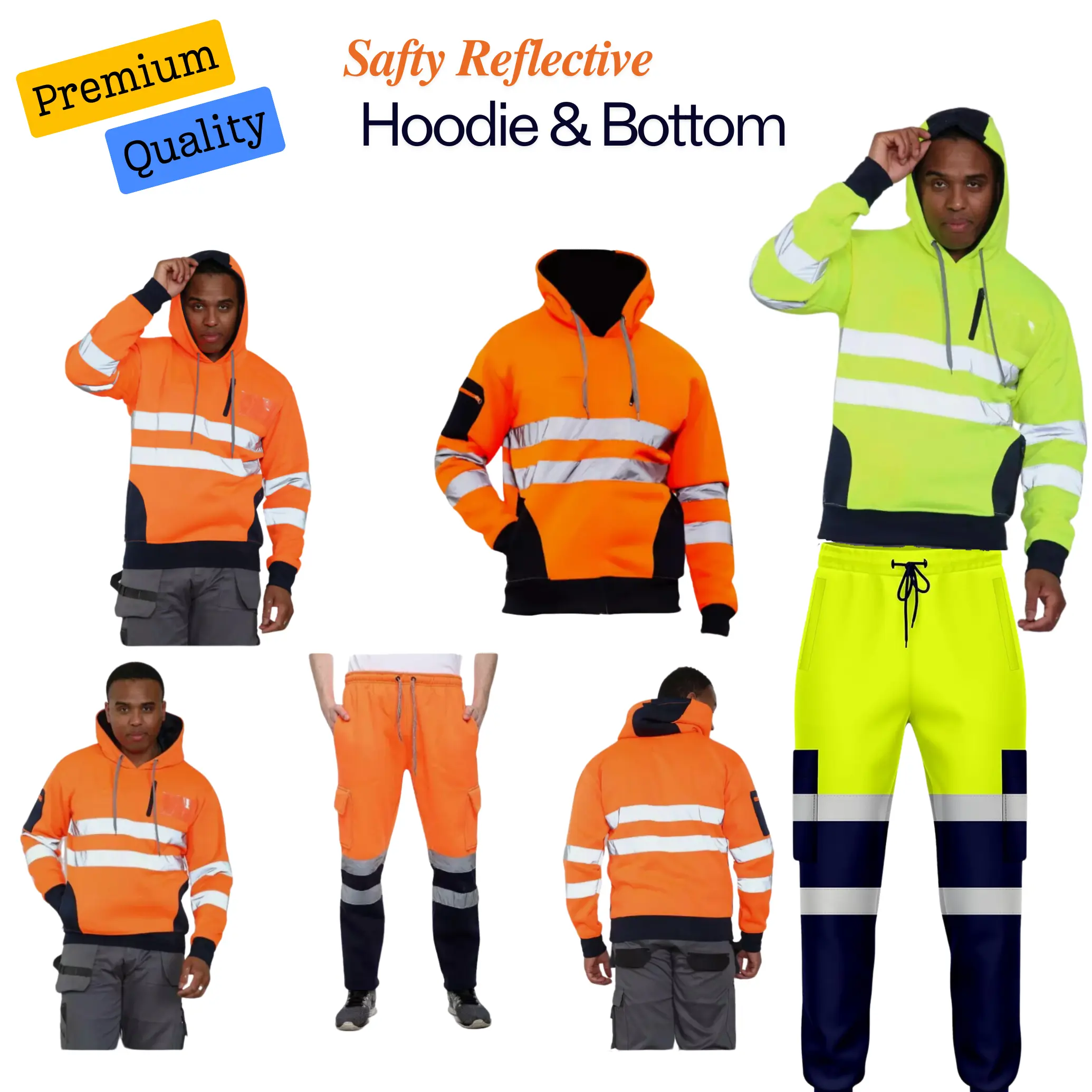 Hi Vis Mens Hoodie Reflective Tape Pullover Winter Hooded Jacket Warm Safety Security Workwear Jumper jogging Bottoms Safety Work Sweat Pants Fleece Trousers Joggers Hi Vis Viz Casual For Men UK Small Medium Large XL 2XL 3XL 4XL Clothing Menswear