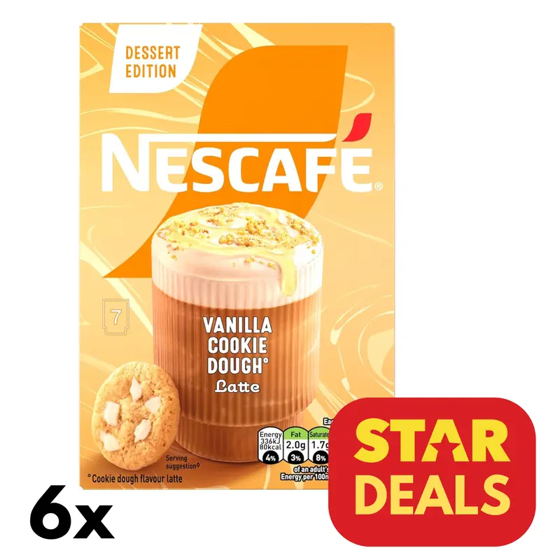 Nescafe Latte Vanilla Cookie Dough | 6 packs of 7 sachets (42 Sachets Total) | bb 30th September 2025 0