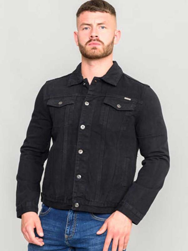 Duke Mens Denim Jacket, Western Style, Trucker Black S-XXL 0