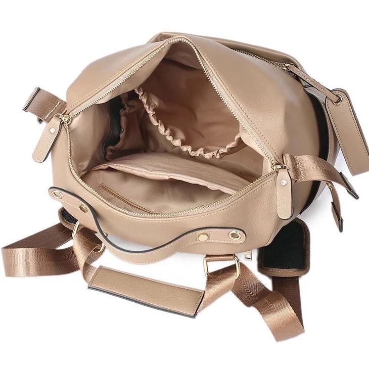 Premium Vegan Leather Changing Backpack with Reid & Twin mat and wipe pouch, Gold YKK Zips, Large Capacity Diaper Bag for Baby with Insulated Pockets and Pram Clips 8
