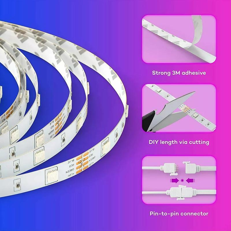 LED Strip RGB Lights 5050 Colour Changing Tape Cabinet Kitchen Lighting UK- 5-30M 6