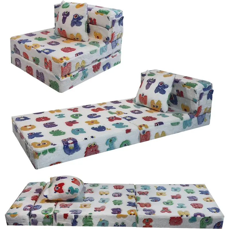 Kids Sofa Bed, Toddler Floor Mattress Glow in The Dark, Baby Modular Unicorn Couch, Fold Up Children Sofa Convertible Futon Folding Mattress Chair Bed for Playroom [Plus A Free Gift] 8