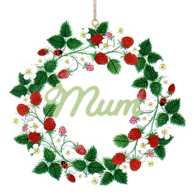 Wooden Mini 'Mum' Wreath - Strawberries 1