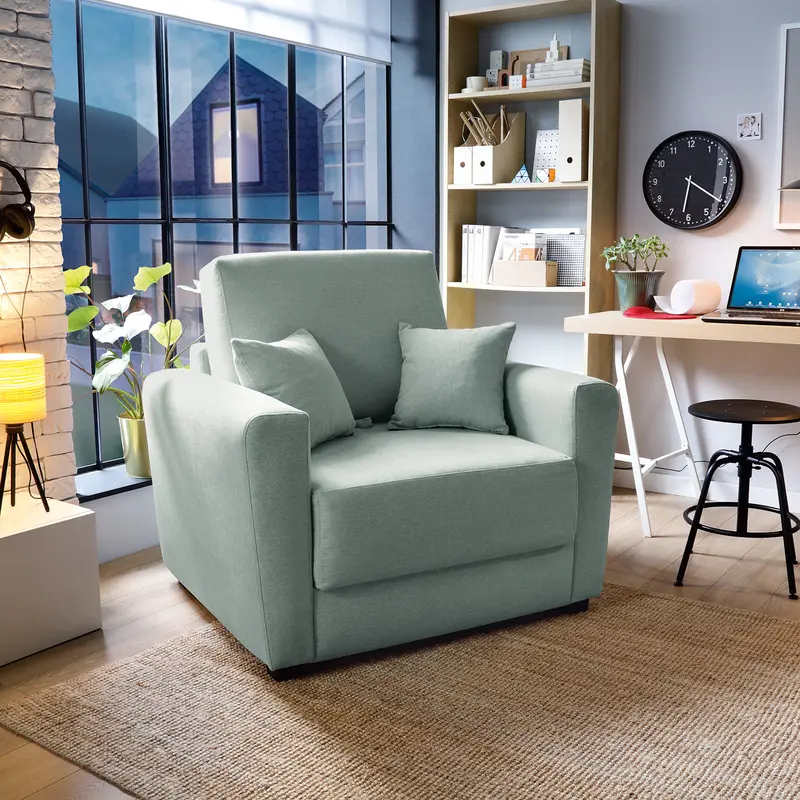 Olly Linen Single Sofa Bed in Pistachio Green 1