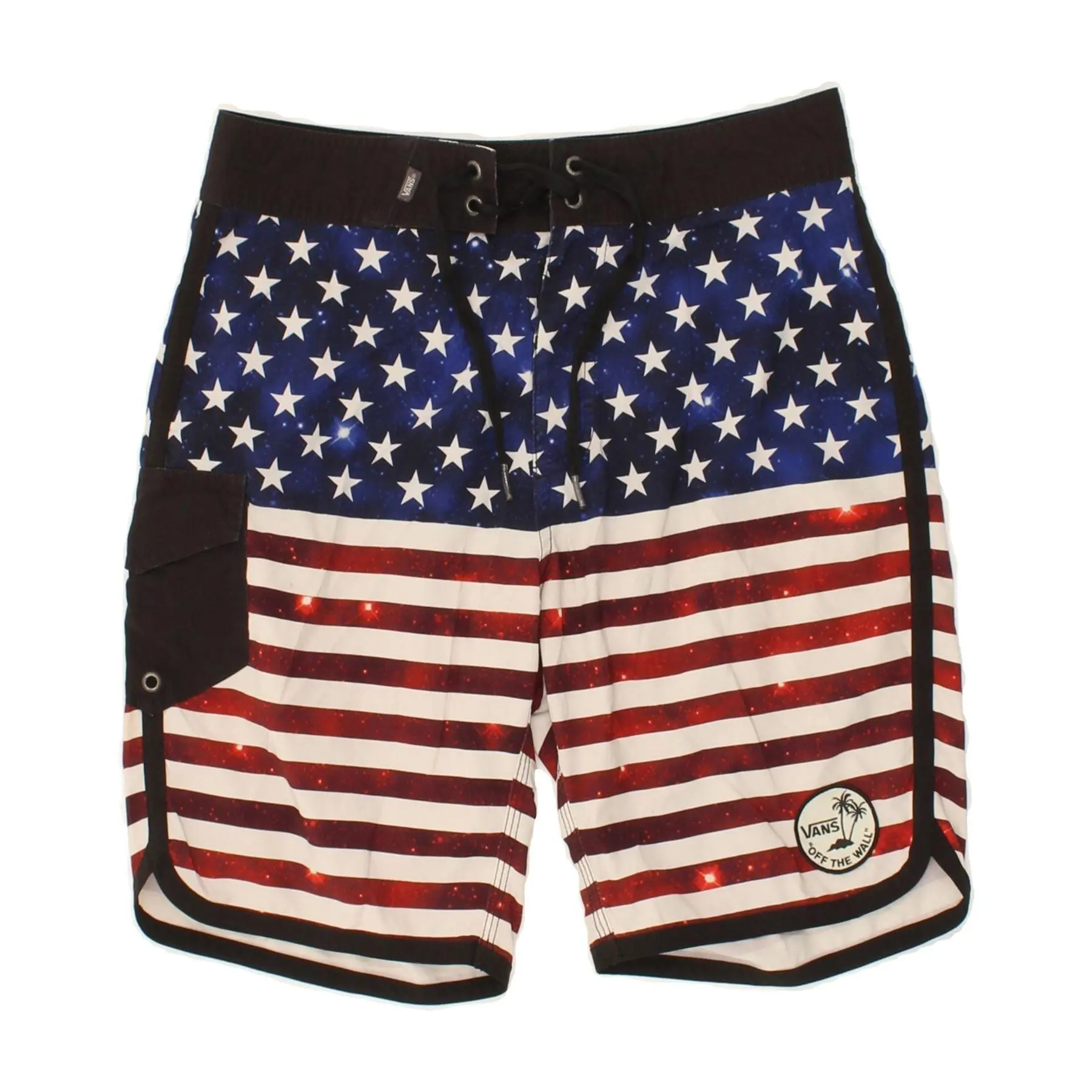 Pre-Owned Vintage VANS Mens Graphic Swimming Shorts Medium Blue Striped