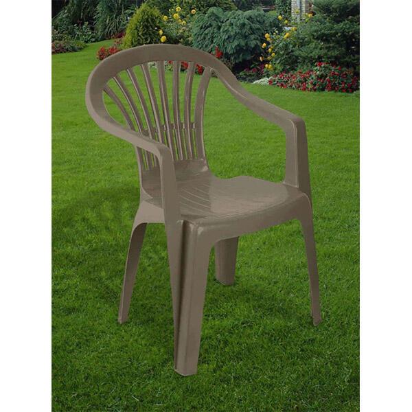Plastic Low Back Chair in Taupe - Great for Garden, Patio, and Camping 1