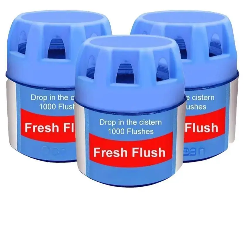 3pk Toilet Flush Fresheners 70g –Long-Lasting Bathroom Cleaner & Deodorizer, Prevents Stains, Eliminates Odors, Keeps Toilet Bowl Fresh with Every Flush Household