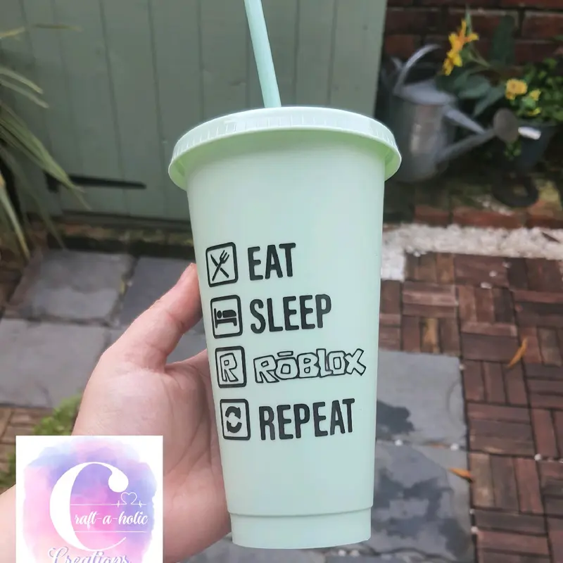 24oz Cold Cup with Roblox design, 20+ colours, handmade, gift, kids, bpa free, personalised, drinkware, Children, travel, home, gaming 4