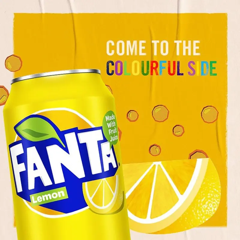 48X Fanta Lemon Flavoured Can 330ML - Made in GB Sparkling Soft Drink Beverage Bulk buy option for Free Shipping 4