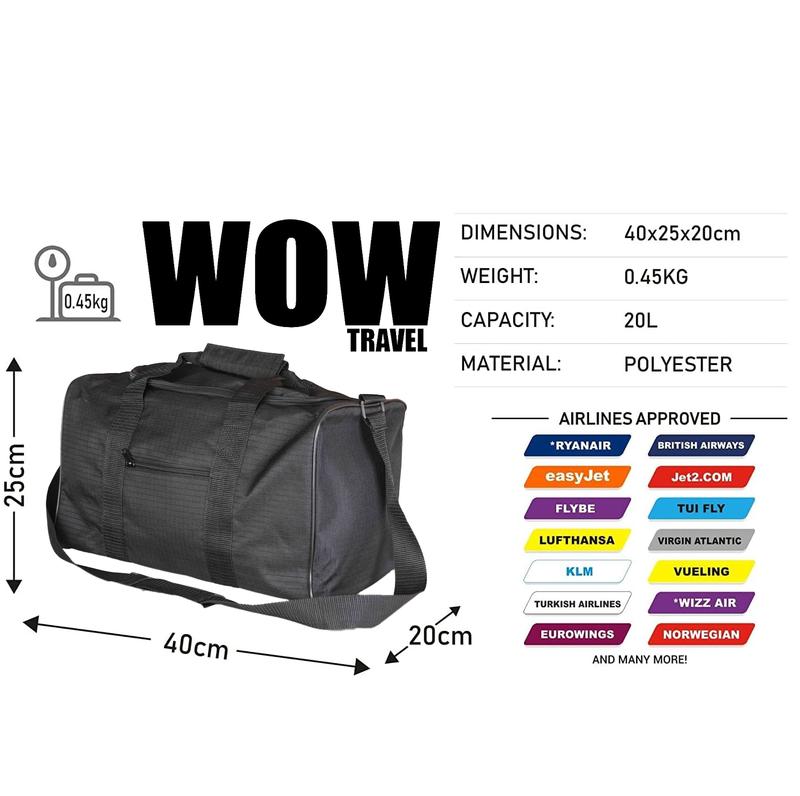 Ryanair Wizz Air Underseat Cabin Bag 40x25x20cm | Airline Approved Hand Luggage | Free Carry-On Travel Bag | Budget Airline Cabin Holdall | No Baggage Fees | Lightweight Water-Resistant Weekend Bag | Fits Under Seat | Flight Approved Travel Essential 7