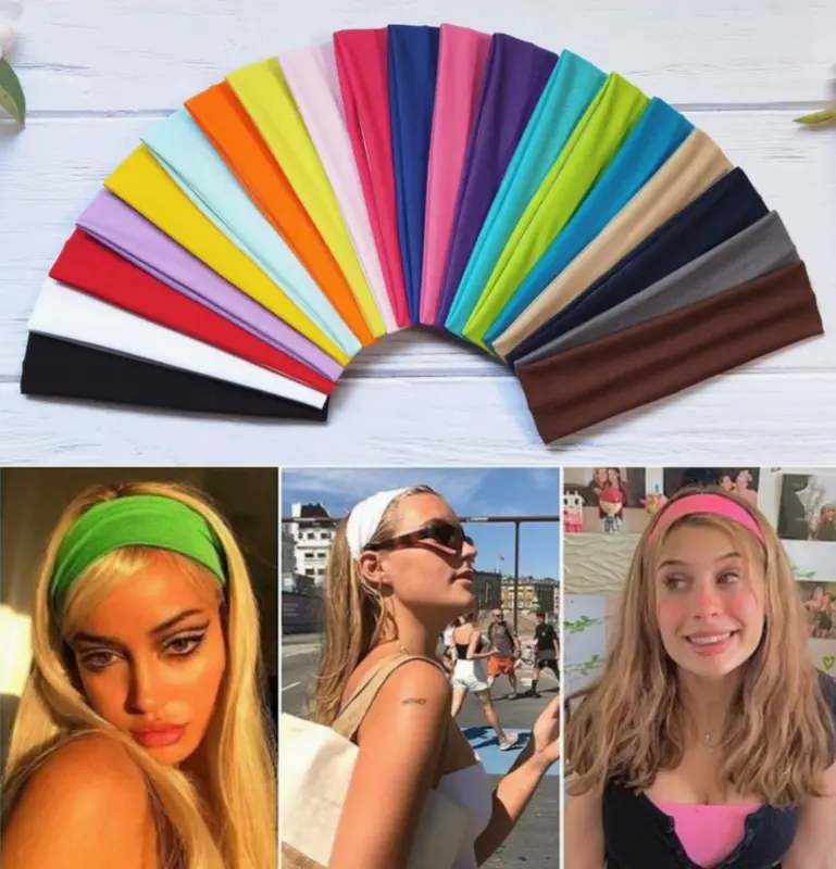 (Giveaway)2025 Solid color High stretch headband Yoga Exercise Headband Hair accessories Absorbent Headband Headband with wide edge 0