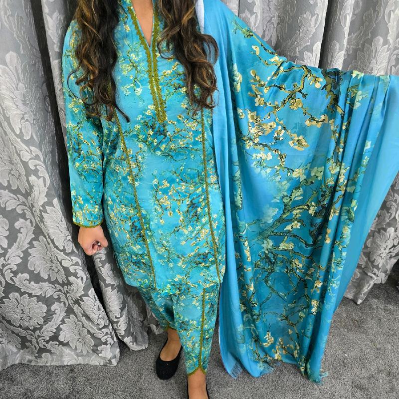 3 PC Marina Suit with Shawl- Kameez and Tulip Shalwar- Traditional Pakistani Suits 1