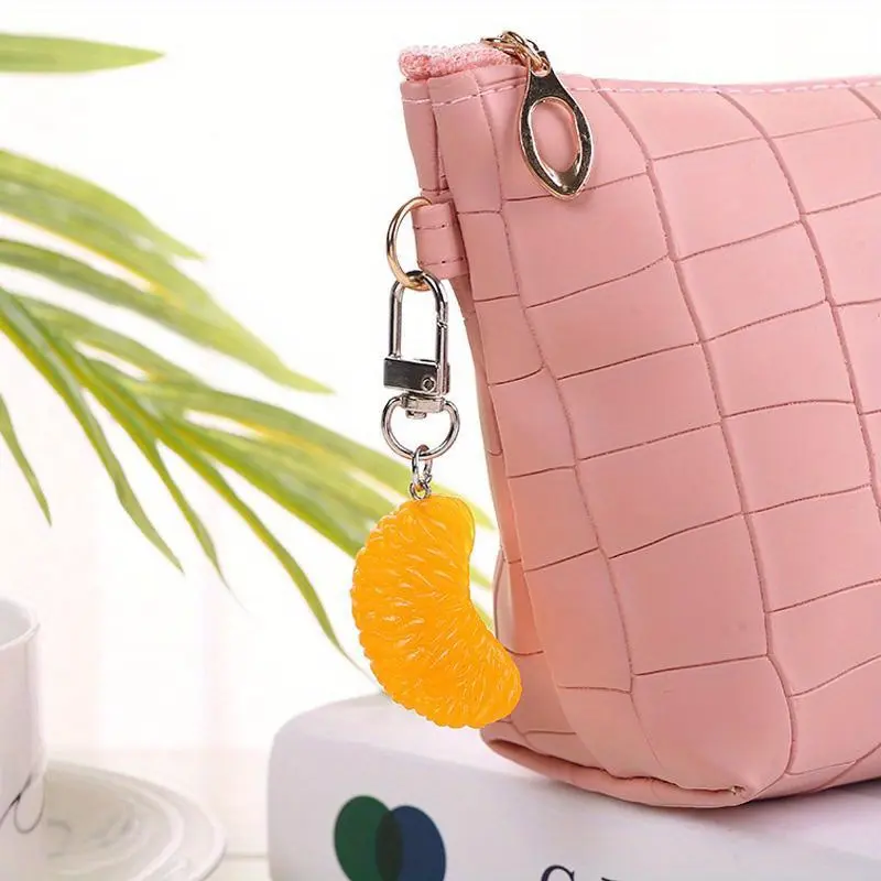 Charming Orange Fruit Keychain - Cute PVC Food Charm for Bags & Cars, Perfect Gift for Women and Girls 4