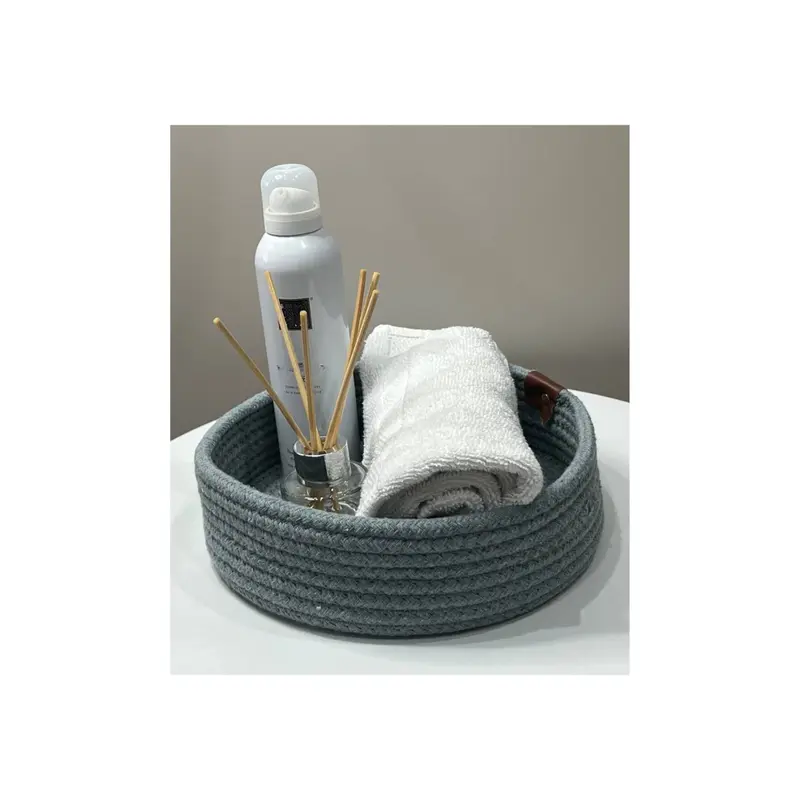 Handmade Jute Basket Set - 3 Pieces, Round, Washable, Available in Grey and Brown 5