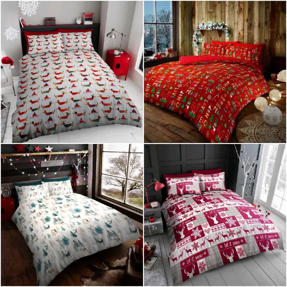 Xmas Christmas Duvet Quilt Cover & Pillow Case Bedding Set Microfiber