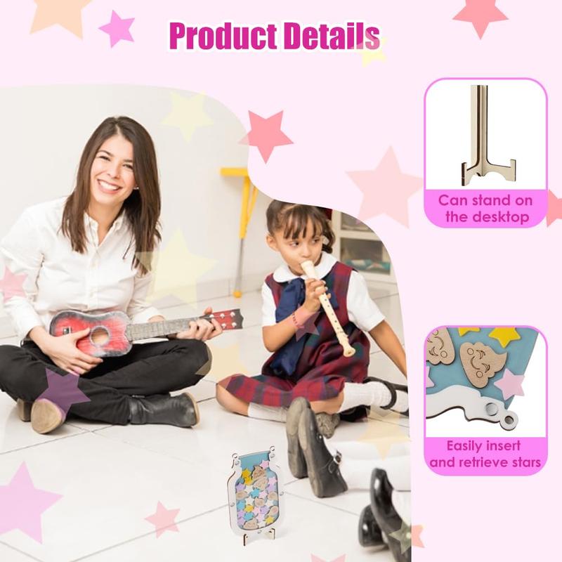 WALLFID Stars Reward Jar for Kids,Stars Charts for Children Behaviour,Potty Training Reward Chart for Kids,Chore Chart for Children, Home School Reward Jar for Incentivizing Children 2