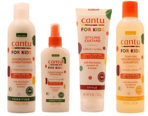 Cantu Care For Kids Gentle Care for Textured Hair - Shampoo + Conditioner + Detangler + Styling Custard (SET OF 4) - Haircare - Comfort curl  products hair  gel shampoo  bundle curl  defining type Coconut Hydrate   Moisture Moisturizing Hydrating