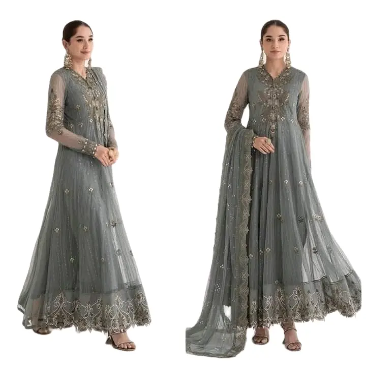 MARIA BI INSPIRED 3PC LUXURY EMBROIDERED COTTON READY-MADE LADIES SUIT Womenswear Long Sleeve Comfort Maxi