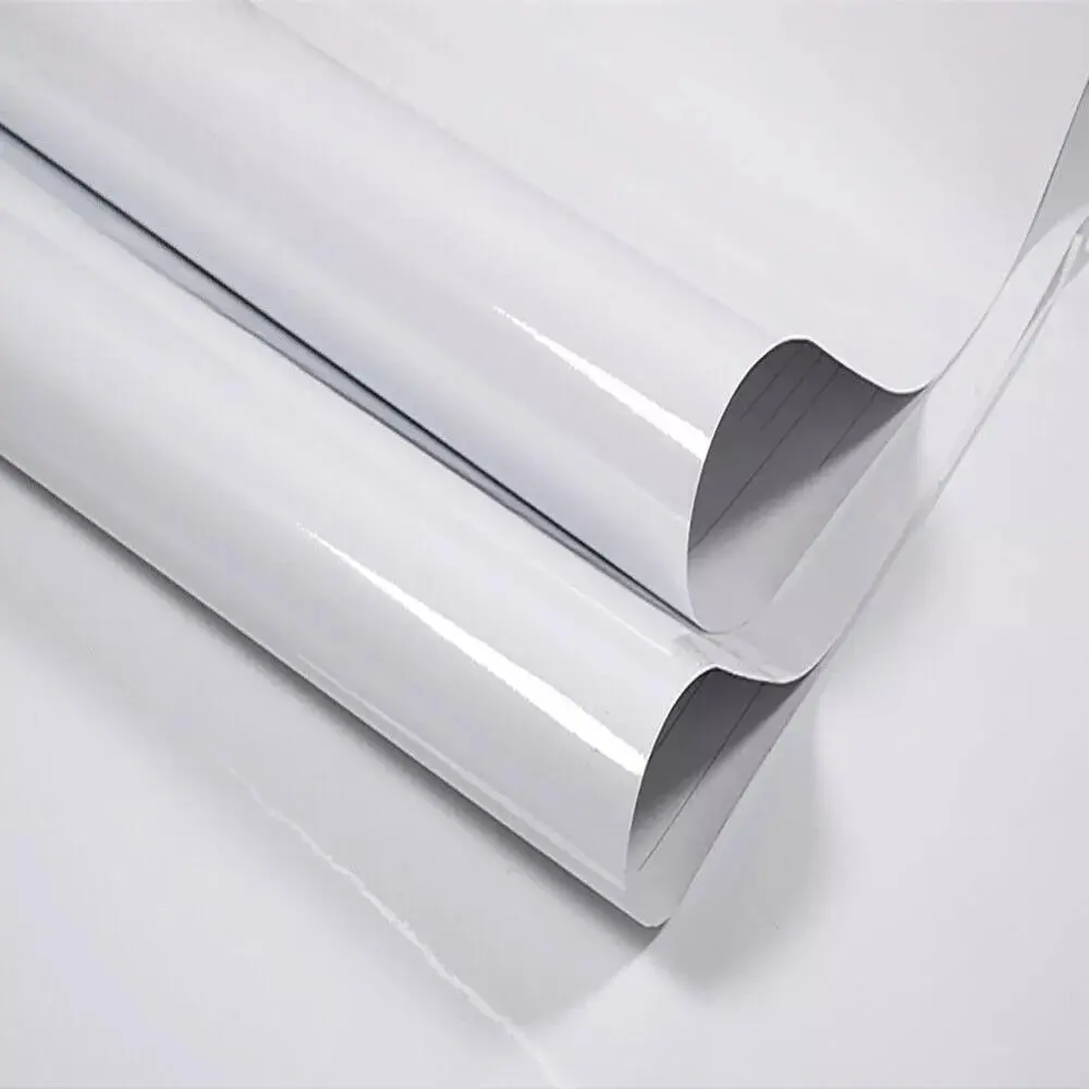 10M Gloss White Wall Paper Vinyl Sticky Back Kitchen Cupboard Worktop Wrap Cover - Perfect for Cupboards and Worktops