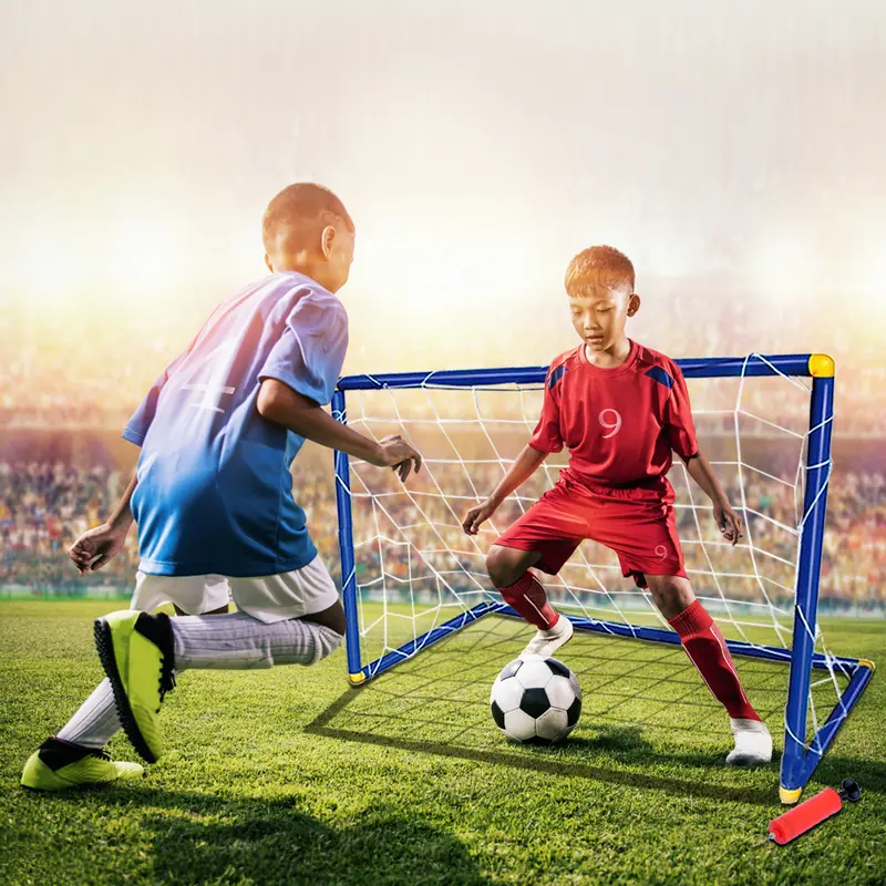 Koolbitz Portable Large Instant Football Goal Set with Ball and Pump, Outdoor Indoor Kids Fun Activity Soccer Football Set, Kids Football Goal Net Ball Pump Pegs Football Training Set 6