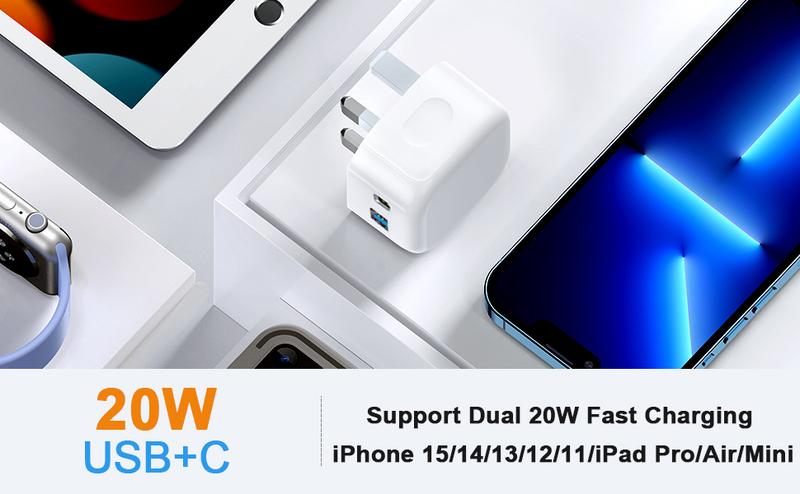 Product Introduction of ELLOGEAR USB C Plug Fast Charge, 3-Port Charging Plug for iPhone and iPad with USBC PD and Micro USB Plug - Cellphone, Smartphone 5