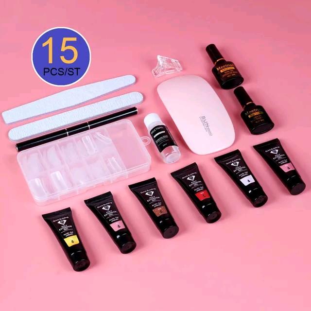 15pcs Gel Nail Polish UV Lamp Kit Poly Gel Nail Kit UV Builder Nail Gel Nail Art Nail Care Comfort Manicure French Color Brush Cutics 1