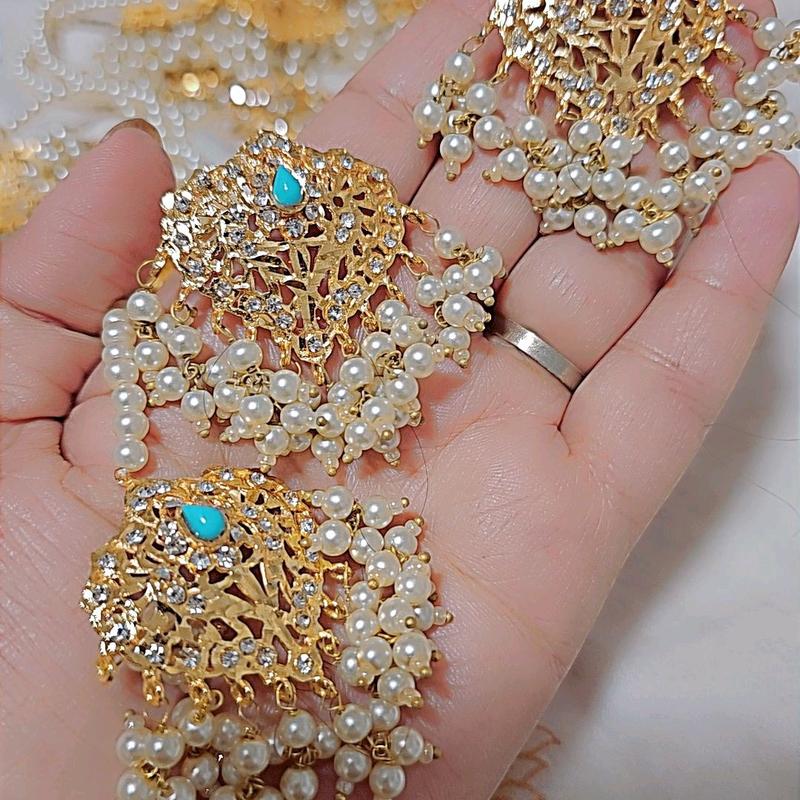 haydrabadi pendant set with white pearl 3
