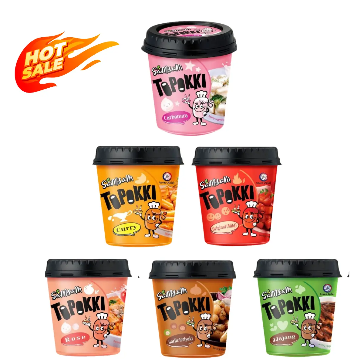 Samsam Tteokbokki, Topokki Korean Sam Sam Rose Toppokki Rice Cake - Taste Korean Food, Instant Toppokki Snack & Gift Rice Cakes, Ready-to-Eat Snack, Authentic Korean Street Food,Chewy Texture, Easy Meal or Snack, Ideal for K-Food Lovers Instant