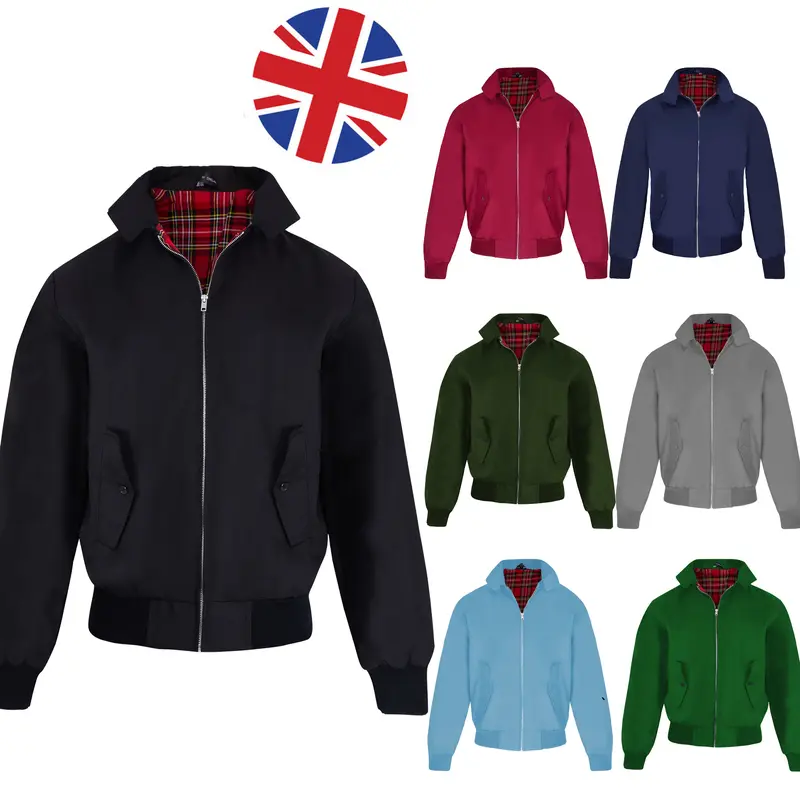 Mens New Bomber Zipper Jacket Coat Menswear Fashion Top Retro 1970's Scooter MOD Top Casual Classic Plain Collared Fitted Long Sleeves 0