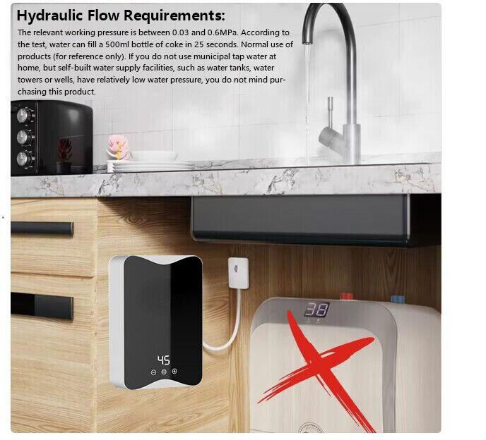 5500W Electric Tankless Hot Water Heater Instant Boiler Under Sink Tap Bathroom 3