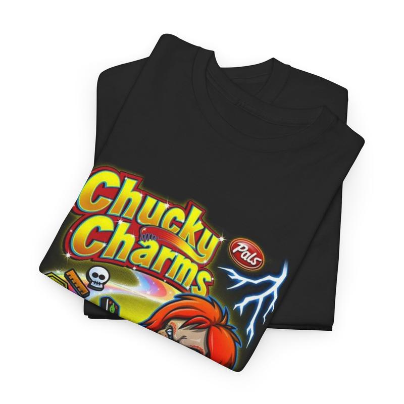 Chucky Charms Novelty Halloween T-Shirt/Tee/Top with a unique design. Unisex Casual Classic Cotton Fabric Menswear Basic Fashion Love 2