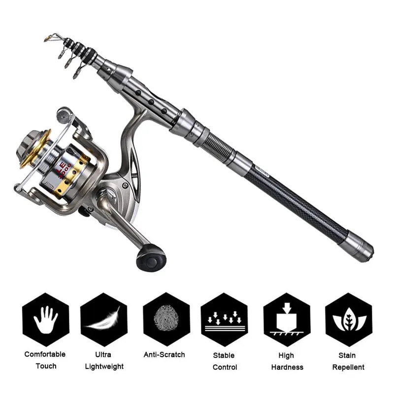 Telescopic Fishing Rod and Reel Combo – Full Kit with Spinning Reel, Gear Organizer, 100M Fishing Line, Lures, and Hooks 3