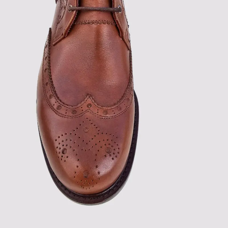 Faj Men's Lace up Ankle Brogues Boot Footwear - Classic brown leather 2