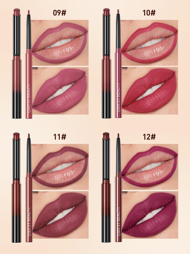 Product Introduction of QIBEST Lipstick Pencil Waterproof Sexy Red Nude Purple Matte Tint Lipstick Lasting Lip liner Pen Longlasting Makeup Cosmetics Eyeliner Lipliner 44