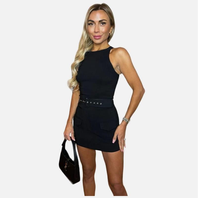 Ladies Sleeveless Cargo Skort Belted Play Suit UK S-2XL 4