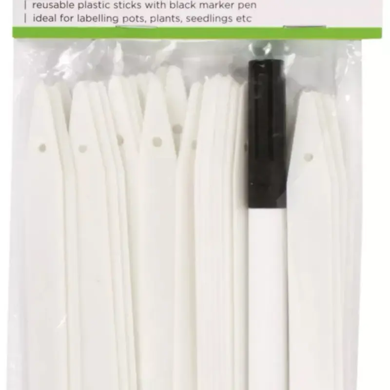 40PC Plant Sticks & Pen Outdoor Gardening Durable Reusable Label Black Marker