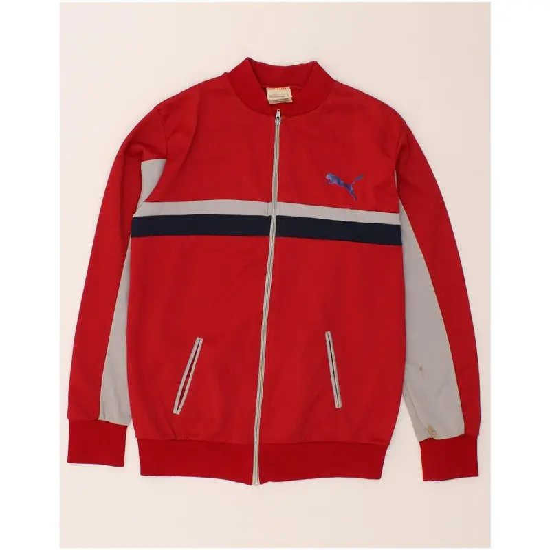 Pre-Owned Vintage PUMA Mens Tracksuit Top Jacket Medium Red Colourblock Polyester 1