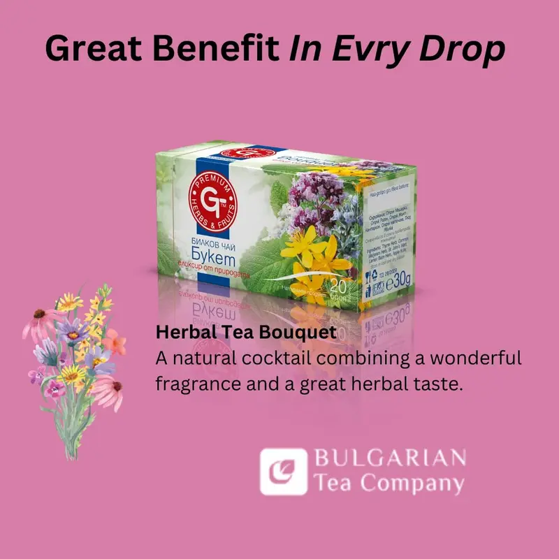 Premium GT Herbs & Fruits Bulgarian Herbal Bouquet 20 Tea Bags 1