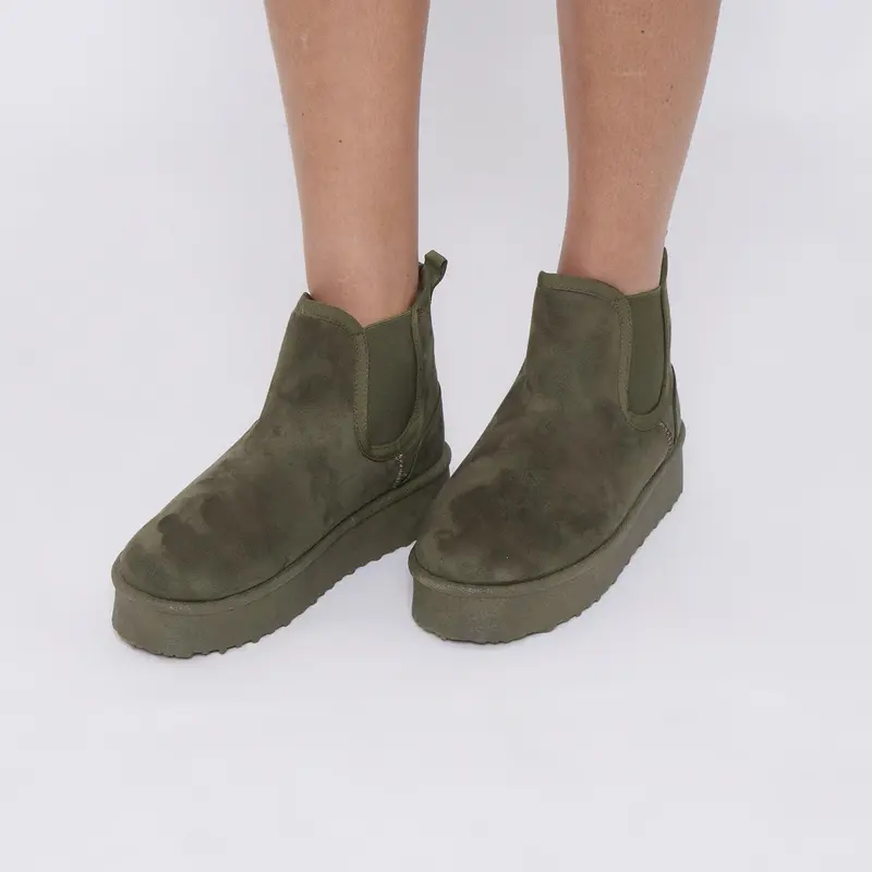 Women’s Ladies Faux Suede Snug Thick Platform Chelsea Ankle Boots Shoes Size 6
