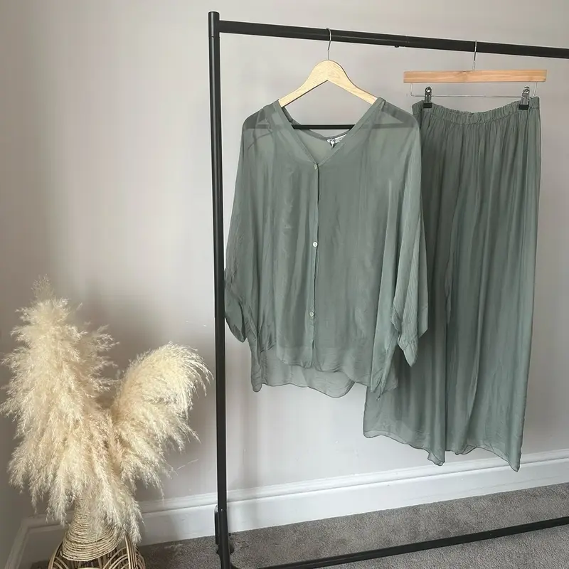 Plain Lightweight, Chiffon-Silk Feel, Summer Coords Button 6