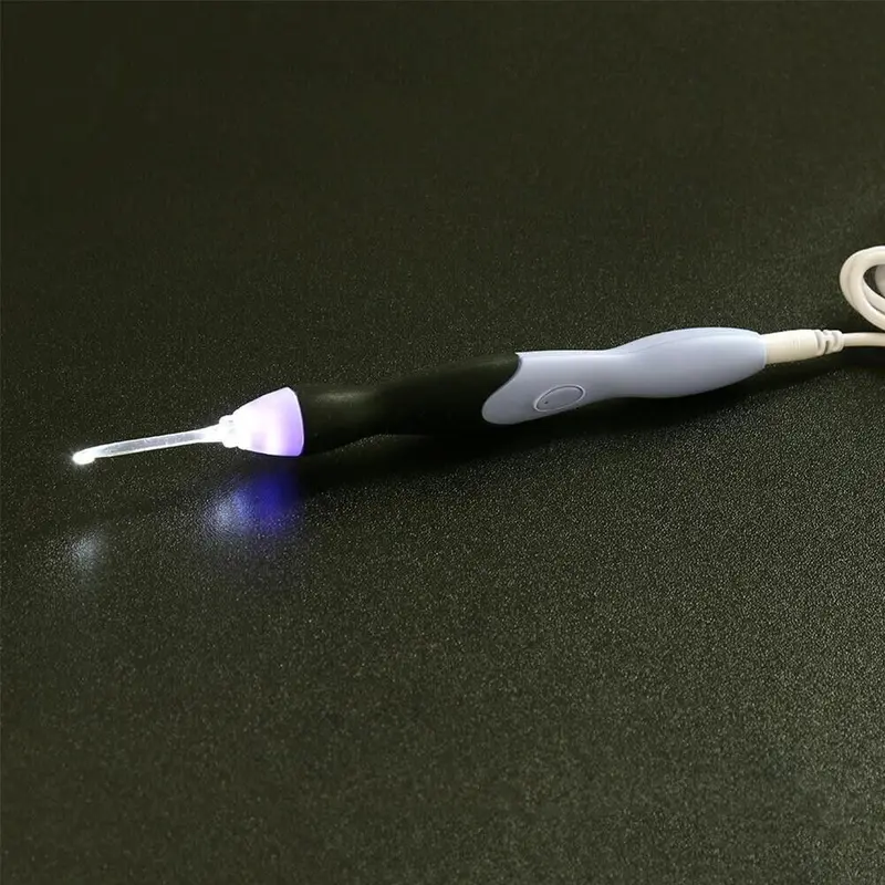 9 in 1 USB Light Up Crochet Hooks Knitting Needles LED Sewing Tools Set Kit UK 4
