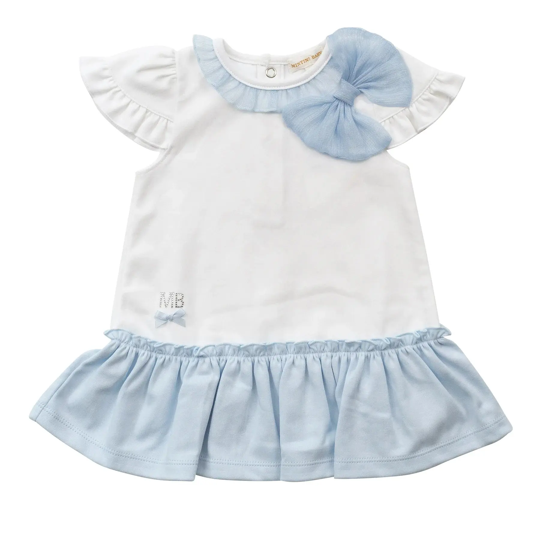 Mintini White & Blue Bow Dress
