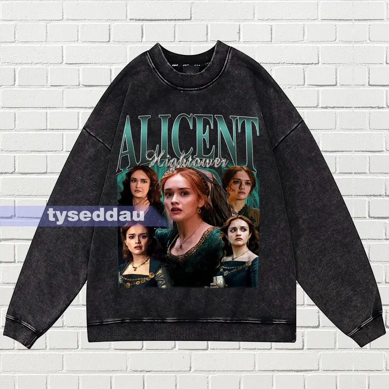 Alicent Hightower Vintage Washed T-shirt, Alicent Hightower Homage Graphic Unisex Long Sleeve, Bootleg Retro Hoodie Gift 4