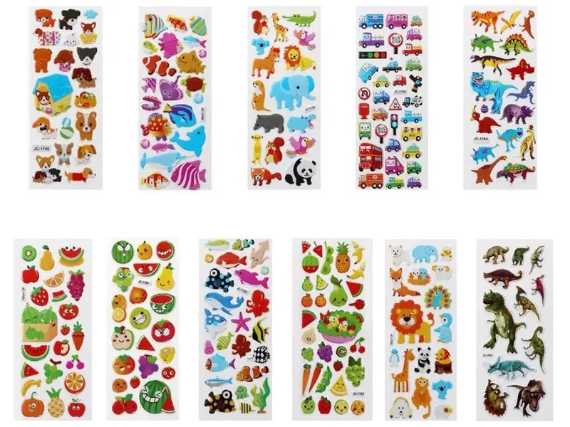 3D Stickers for Kids, 22 Variety Sheets Puffy Stickers, 500+ Children Stickers for Party Rewarding Gifts Scrapbooking Including Animals Fish Dinosaurs Numbers Fruits Trucks Butterfly and More 6