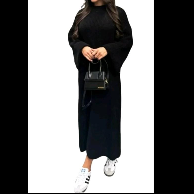Viral Hawah Maxi Dress - Light Ribbed Batwing Solid Dress with Pockets, Size 10-22 - Casual 4